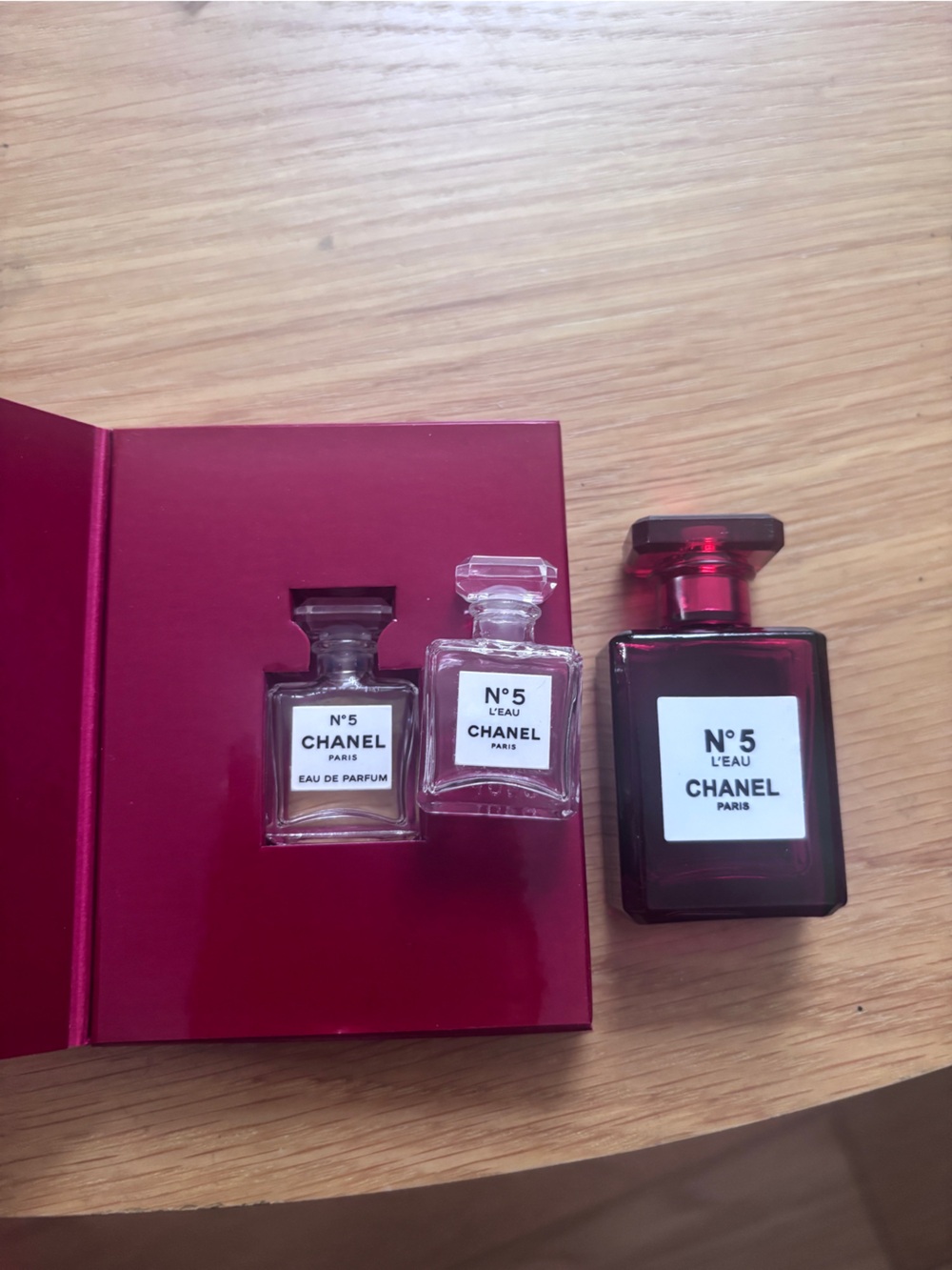 Set of 3 empty mini Chanel no 5 perfume bottles